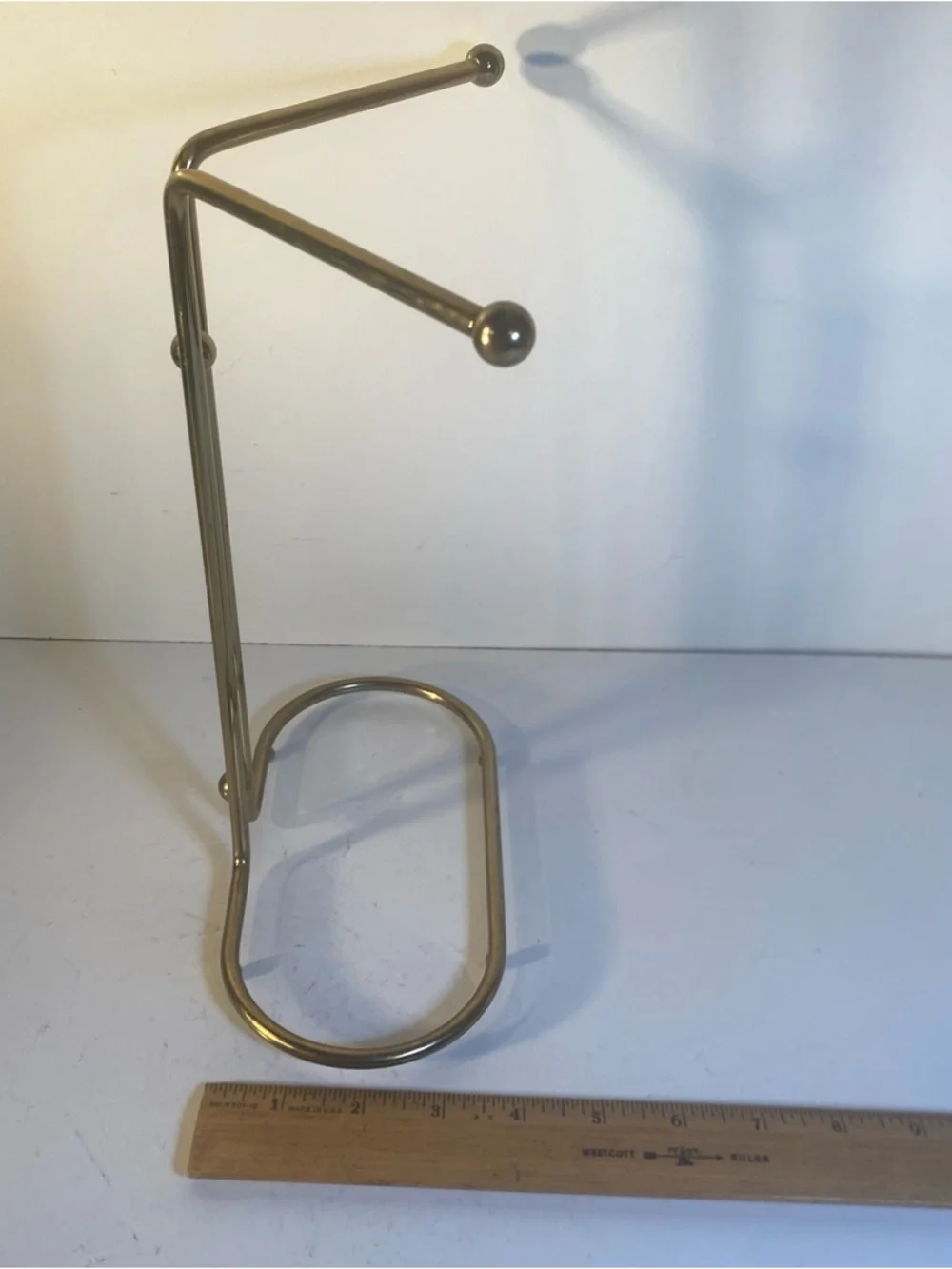 Vintage MCM Gold Tone Metal Hand Towel Rack Bathroom Display 10.5” Height